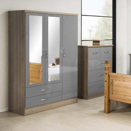Nevada 3 Door Wardrobe Grey
