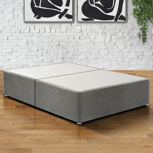 Plush Velvet Light Grey King Size Split Divan Base (5ft)