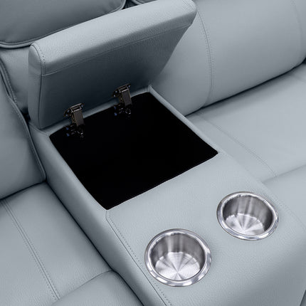 Intel - 3+2 Grey Electric Recliner with Drinks Tray and Built-In Bluetooth Speakers
