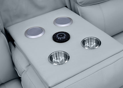 Intel - 3+2 Grey Electric Recliner with Drinks Tray and Built-In Bluetooth Speakers