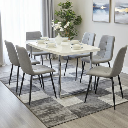 Dunloe - Large White High Gloss Dining Table &  Grey Helsinki Chairs