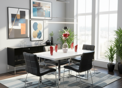 Dunloe White Table & 4 Sled Chairs