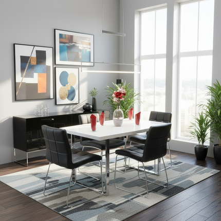 Dunloe White Table & 4 Sled Chairs