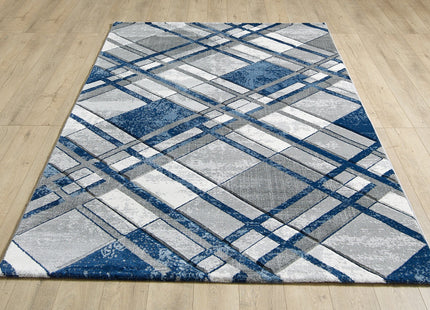 Accra Grey Navy Rug - 120cm x 170cm