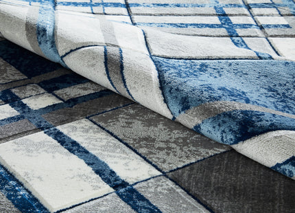 Accra Grey Navy Rug - 120cm x 170cm