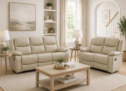 Gravity 3+2 Reclining Suite Beige with Drinks table