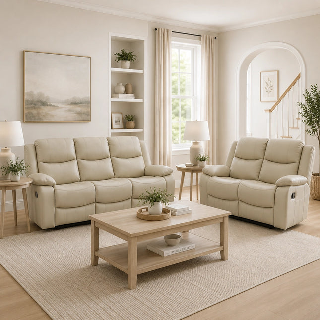 Gravity 3+2 Reclining Suite Beige with Drinks table
