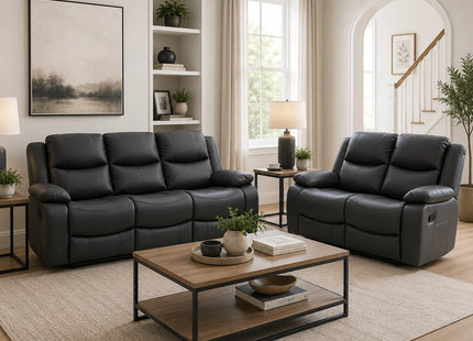 Gravity 3+2 Reclining Suite Dark Grey with Drinks table