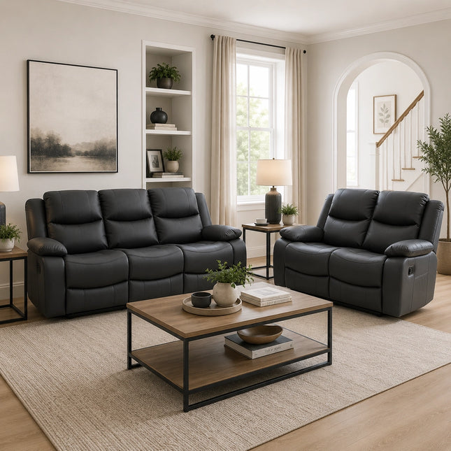 Gravity 3+2 Reclining Suite Dark Grey with Drinks table