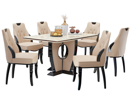 Clifton - Large Stone Marble Dining Table & 6 Carrera Chairs