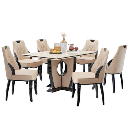 Clifton - Large Stone Marble Dining Table &  Carrera Chairs