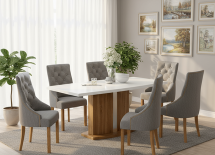 Detroit High Gloss White Top Sonoma Table & Paris Dining Chairs