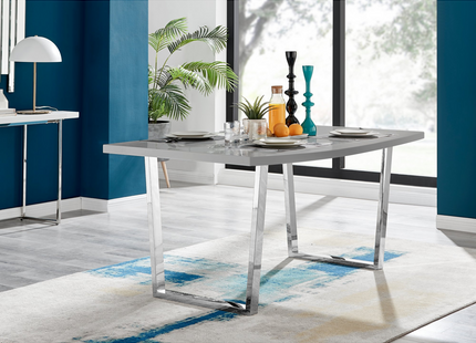 Dunloe - 140cm Large Grey High Gloss Dining Table