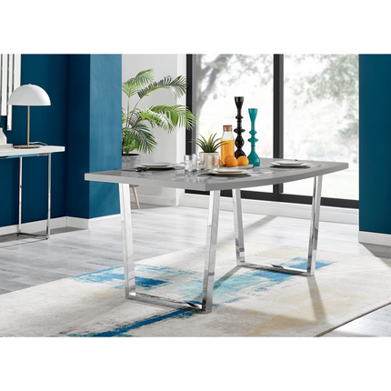Dunloe - 140cm Large Grey High Gloss Dining Table