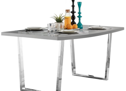 Dunloe - 140cm Large Grey High Gloss Dining Table