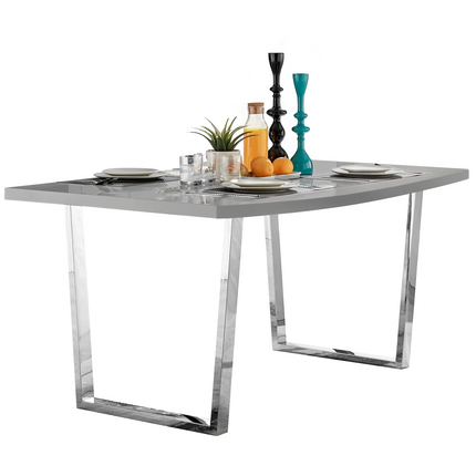 Dunloe - 140cm Large Grey High Gloss Dining Table