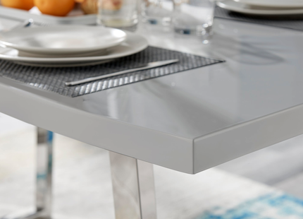 Dunloe - 140cm Large Grey High Gloss Dining Table