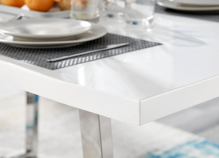 Dunloe - 140cm Large White High Gloss Dining Table