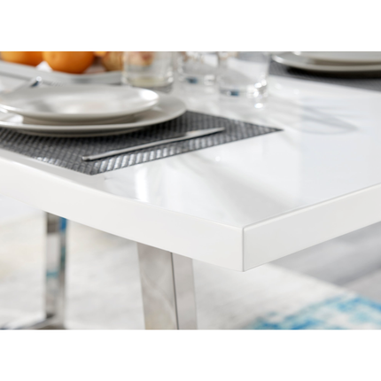 Dunloe - 140cm Large White High Gloss Dining Table