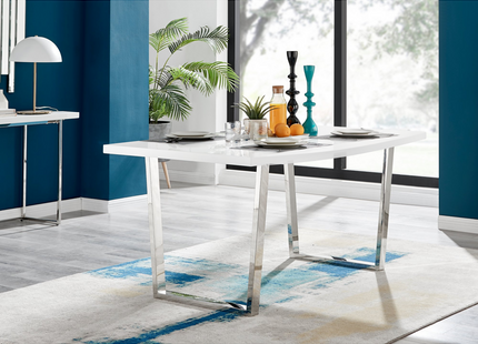 Dunloe - 140cm Large White High Gloss Dining Table