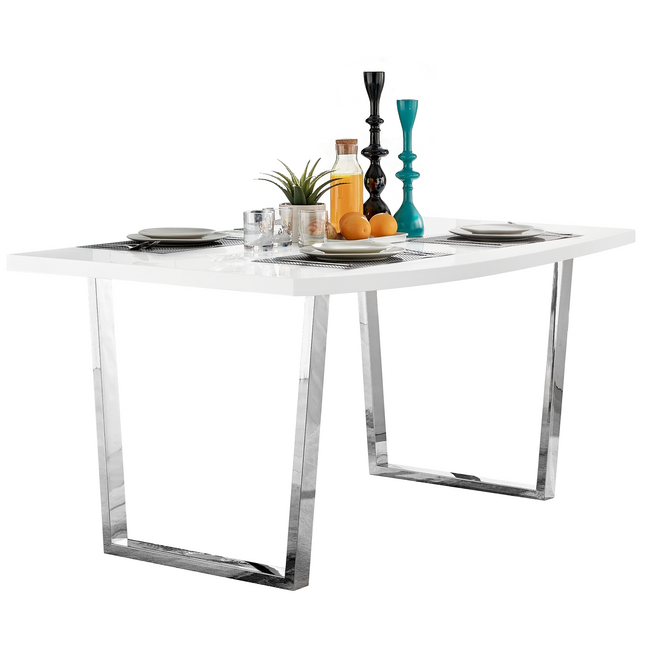 Dunloe - 140cm Large White High Gloss Dining Table