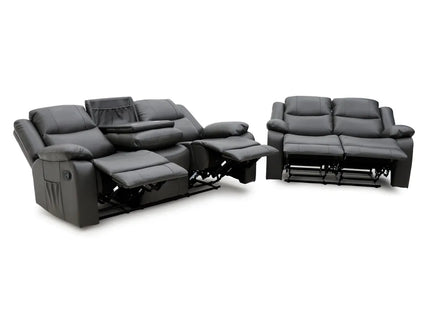 Gravity 3+2 Reclining Suite Dark Grey with Drinks table