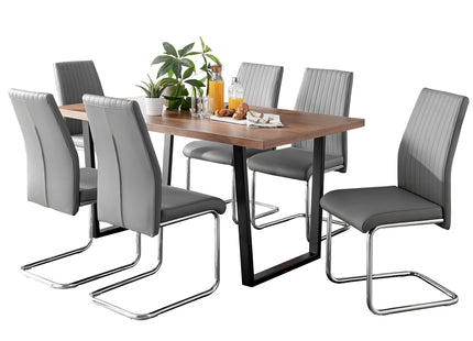 Kerry - Large Dark Oak Wood Effect Dining Table & Elba Chairs