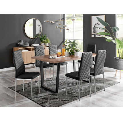 Kerry - Large Dark Oak Wood Effect Dining Table & Studio Chairs