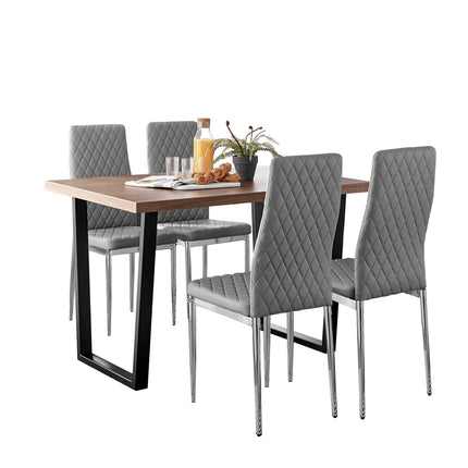 Kerry - Dark Oak Wood Effect Dining Table & 4 Studio Chairs