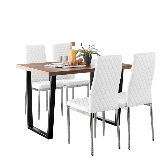 Kerry - Dark Oak Wood Effect Dining Table & 4 Studio Chairs