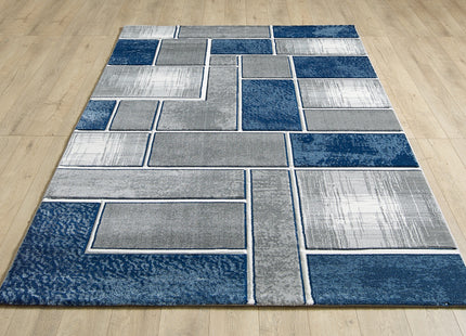 Lagos Grey Navy Rug - 120cm x 170cm