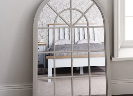 Mirror Collection - Grey Small Arched Window Mirror