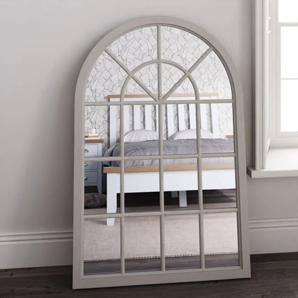 Mirror Collection - Grey Small Arched Window Mirror