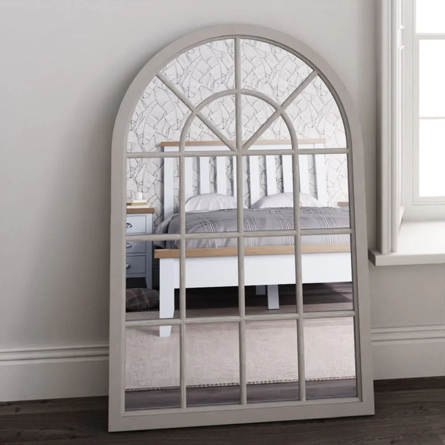 Mirror Collection - Grey Small Arched Window Mirror