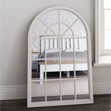 Mirror Collection - White  Small Arched Window Mirror