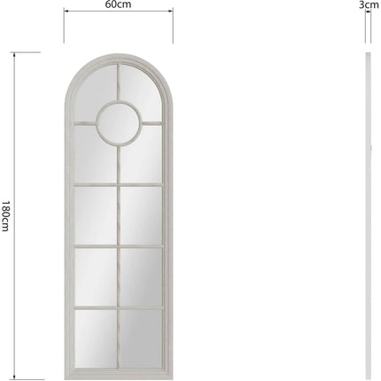 Mirror Collection - Narrow White Arched Window Mirror