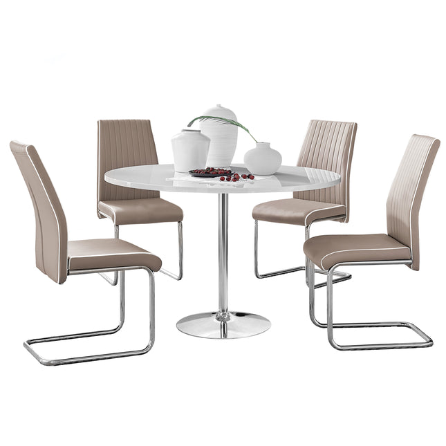 Jumbo Pod White Dining Table & 4 Cappuccino Elba Chairs