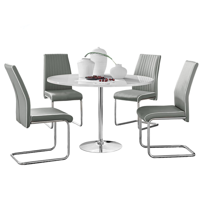 Jumbo Pod White Dining Table & 4 Grey Elba Chairs