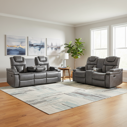 Roseline 3-2 Charcoal Reclining Suite with Console