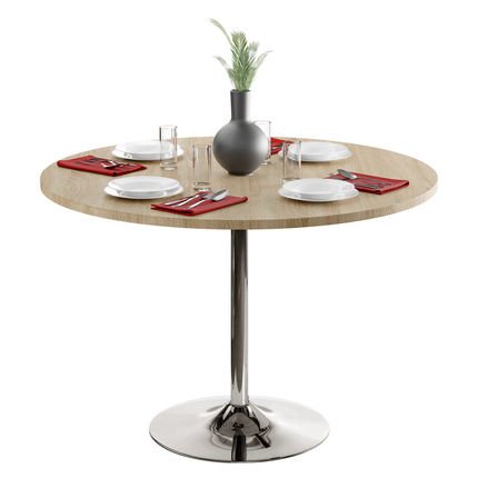 Jumbo Chrome Pod - Sonoma Oak Dining Table