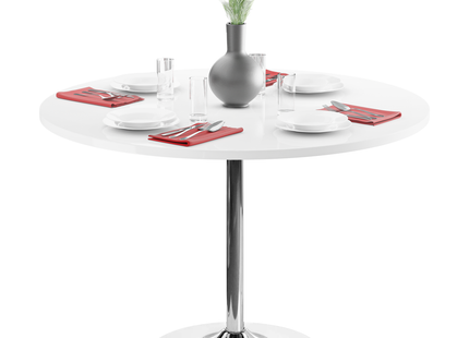 Jumbo Chrome Pod - High Gloss White Dining Table