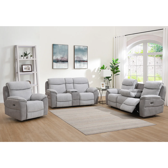 Asher - 3+2+1 Grey Electric Recliner Suite