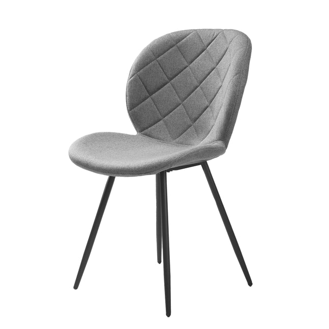 Astrid - Grey Tweed Cross Stitch Oval Back Dining Chair