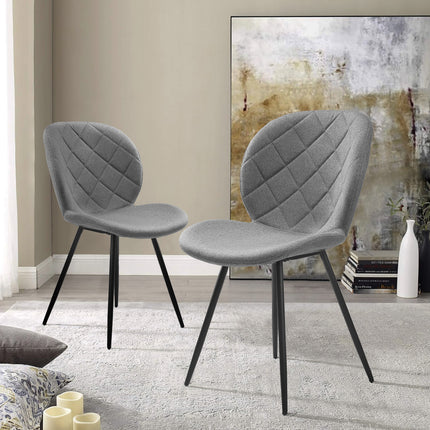Astrid - Grey Tweed Cross Stitch Oval Back Dining Chair