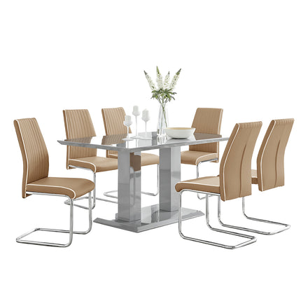 Atlanta Grey Modern High Gloss Dining Table & Elba Chairs