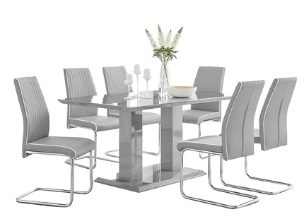 Atlanta Grey Modern High Gloss Dining Table & Elba Chairs