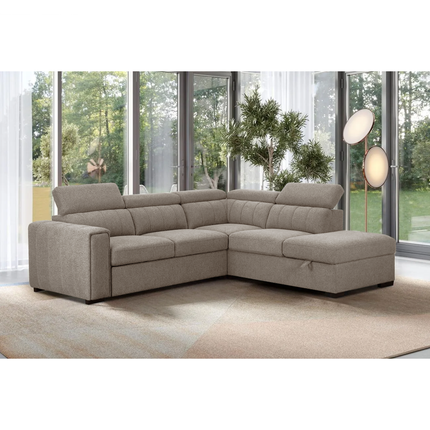 August - Cappuccino Sectional Sofa Bed