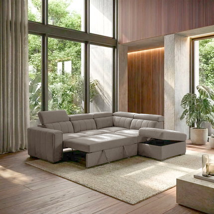 August - Cappuccino Sectional Sofa Bed