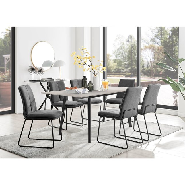 Avery - Extending Dining Table & Halle Charcoal Fabric Dining Chairs