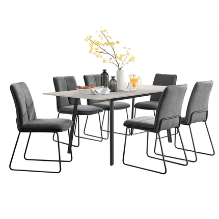 Avery - Extending Dining Table & Halle Charcoal Fabric Dining Chairs